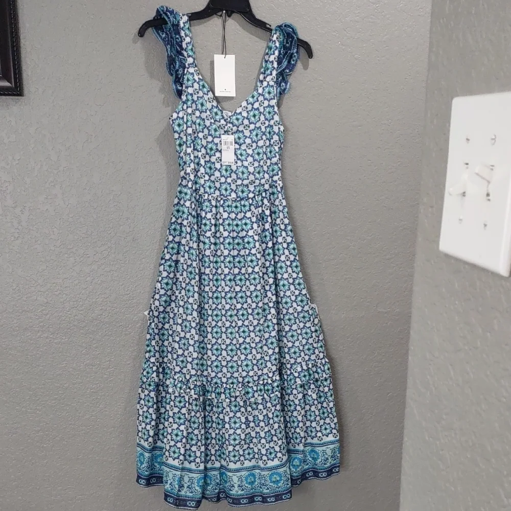 LUCKY BRAND Floral Blue and White Sleeveless Dress - Picture 9 of 17